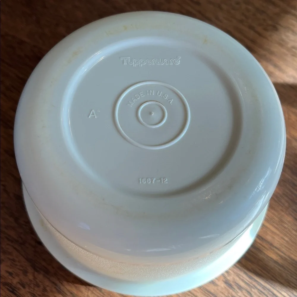 Vintage Tupperware Divided Veggie Dip Tray #1665-5 & Dip Bowl w/lids Almond